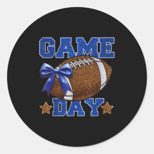 Game Day Football Season Football Mama Girl Blue G Classic Round Sticker