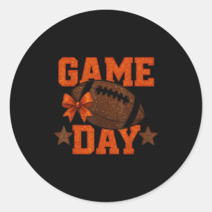 Game Day Football Season Football Orange Colour Vi Classic Round Sticker