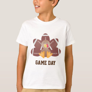 Game Day Football Turkey Feathers Brown T-Shirt