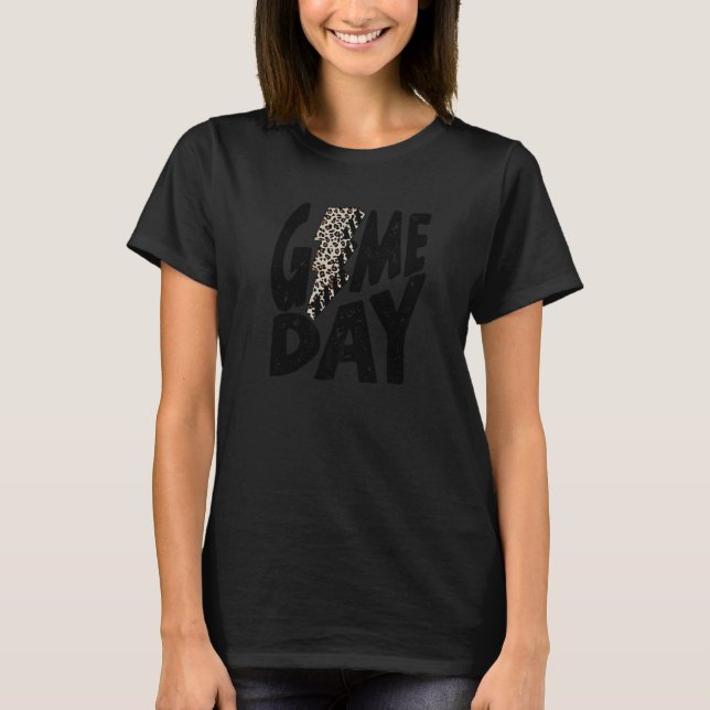 Game Day  Game Day Leopard Lightning Bolt Retro Tr T-Shirt (Front)