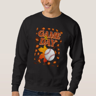 Game Day Leopard Autumn Leaves Baseball Mom Bleac Sweatshirt