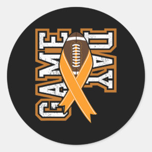 Game Day - Leukaemia Cancer Awareness Football Rib Classic Round Sticker