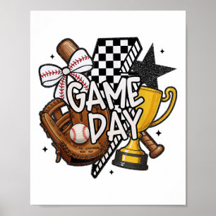 Game Day Mama Baseball Mom For Women Girl Kid Poster