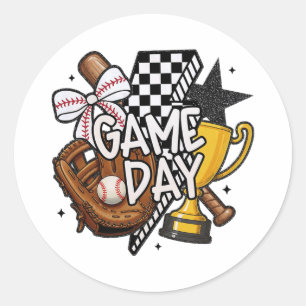 Game Day Mama Bysebyll Mom For Women Girl Kid Classic Round Sticker
