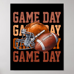Game Day Retro Football Touchdown Season Football  Poster