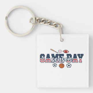 Game Day Season Patriotic Multi Sports Fan Gift Keychain