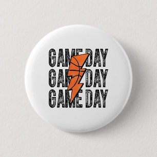 Game Day Sketll Lightning Bolt Sketll Mom Dad Kid 2 Inch Round Button