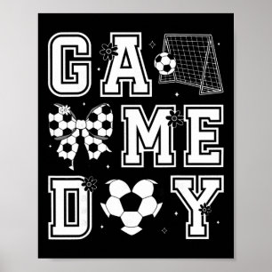 Game Day Soccer Coquette Bow Women Girls Kids Poster