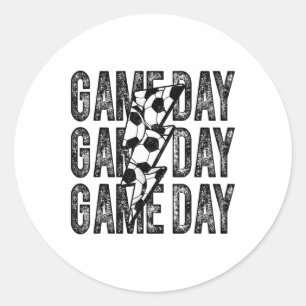Game Day Soccer Lightning Bolt Soccer Mom Dad Boy  Classic Round Sticker