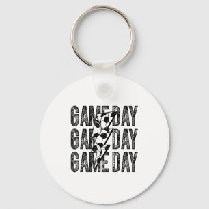Game Day Soccer Lightning Bolt Soccer Mom Dad Boy Keychain
