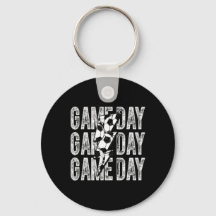 Game Day Soccer Lightning Bolt Soccer Mom Dad Boy Keychain