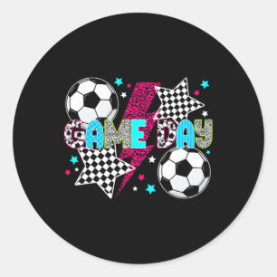 Game Day Soccer Preppy Soccer Game Day Classic Round Sticker