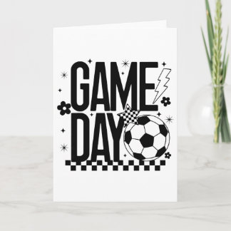 Game Day Soccer Season Mom Retro Chequered Lightni Card