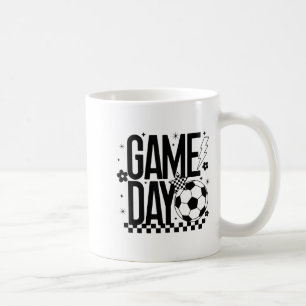 Game Day Soccer Season Mom Retro Chequered Lightni Coffee Mug