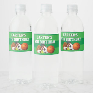 Game Day Sports Team Birthday Water Bottle Label