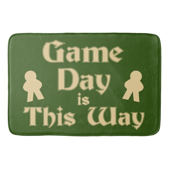 Game Day This Way Cool Boardgamer Slogan   Bath Mat (Front)