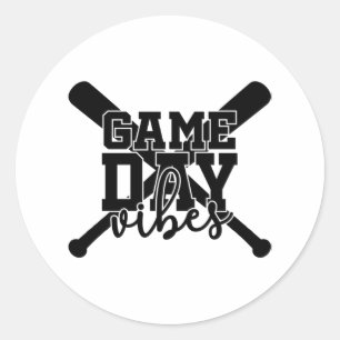 Game Day Vibes Baseball Print Classic Round Sticker