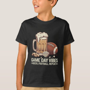 Game Day Vibes Beer Football Repeat Funny Sports C T-Shirt