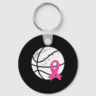 Game Day Vibes Breast Cancer Awareness Pink Basket Keychain