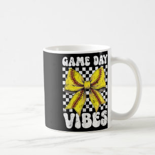 Game Day Vibes Coquette Bow Softball Mama Softball Coffee Mug