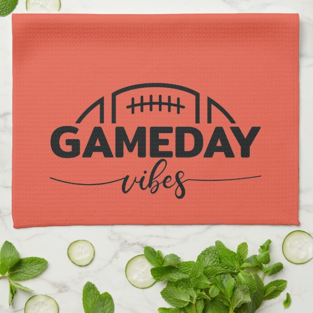 Game Day Vibes Football Fun  Kitchen Towel (Folded)