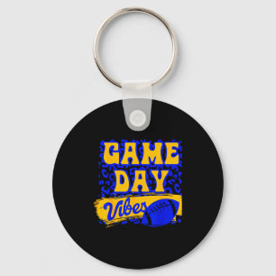 Game Day Vibes Football Season Football Blue Gold Keychain