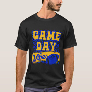 Game Day Vibes Football Season Football Blue Gold T-Shirt