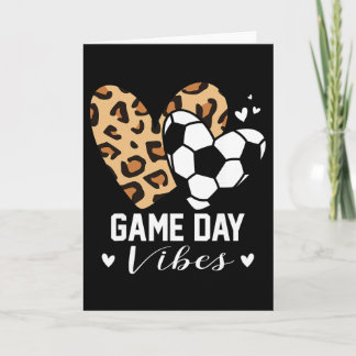 Game Day Vibes Funny Soccer Mom Leopard Heart  Card