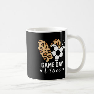 Game Day Vibes Funny Soccer Mom Leopard Heart Coffee Mug