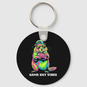 Game Day Vibes Funny Tribal Groundhog Holding Foot Keychain