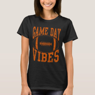 Game Day Vibes Orange Football Vintage Distressed  T-Shirt