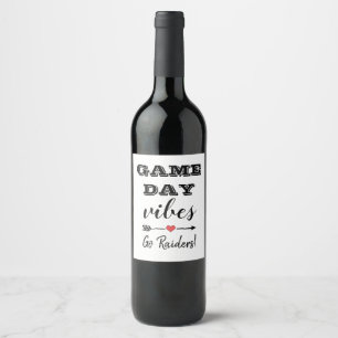 Game Day Vibes Team Heart Personalized Text Wine Label