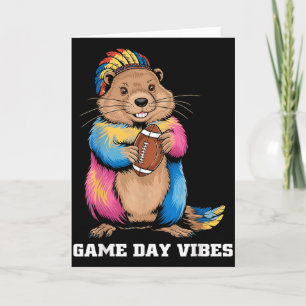 Game Day Vibes Tribal Groundhog Holding Football F Card