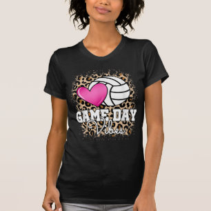 Game Day Volleyball Leopard Print Women Ladies Vol T-Shirt