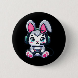Game Easter Bunny Cute Gamer Girl 1  2 Inch Round Button