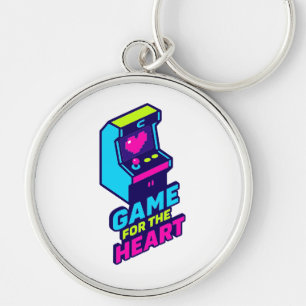 Game for the Heart — Neon Retro Love Art Keychain