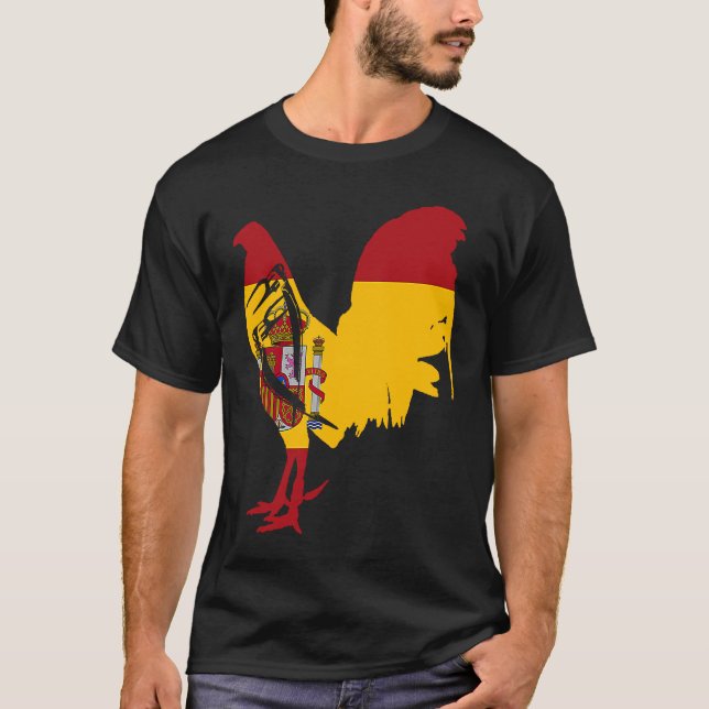 Game fowl Spain Spanish flag gaff rooster Gamefowl T-Shirt (Front)