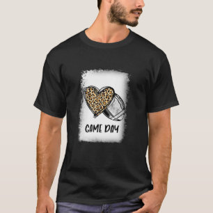 Game Fun Day With Leopard Heart Mom Football Fan T-Shirt