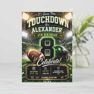 Game Gay Sports Touchdown Football 8th Birthday  Invitation