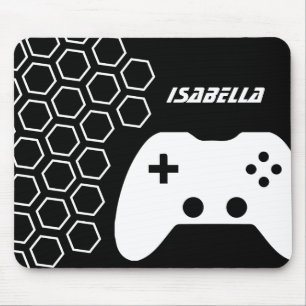Game Hot Black & White Modern Personalized Name Mouse Pad