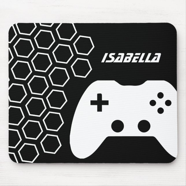 Game Hot Black & White Modern Personalized Name Mouse Pad (Front)
