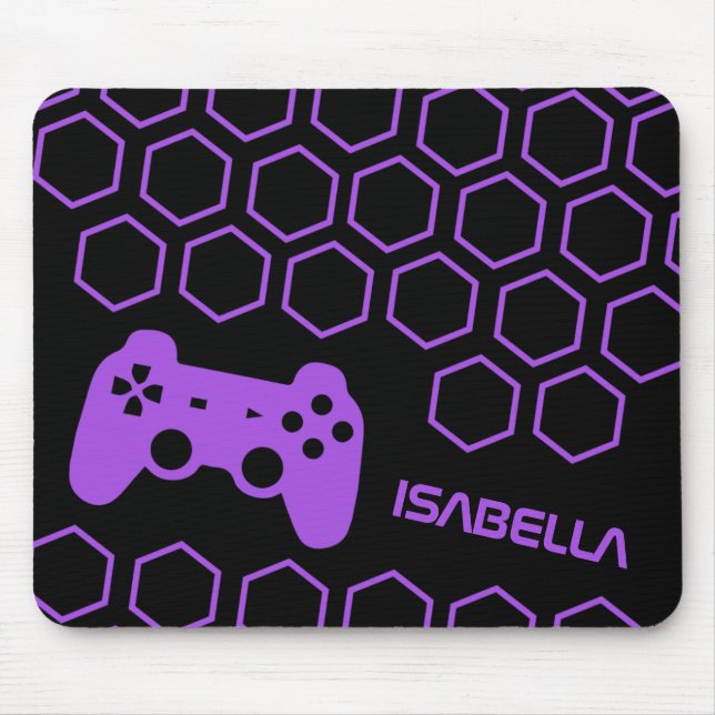 Game Hot Purple Gaming Personalized Name Mouse Pad (Front)