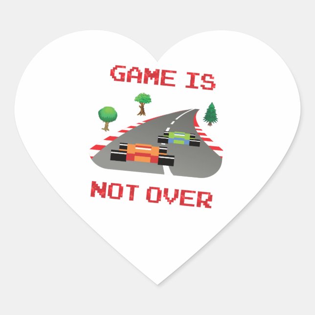 Game is not over Pixelated Video Game Heart Sticker (Front)