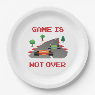 Game is not over Pixelated Video Game Paper Plate
