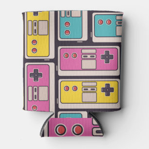 Game Joysticks Colourful Vintage Wallpaper Can Cooler