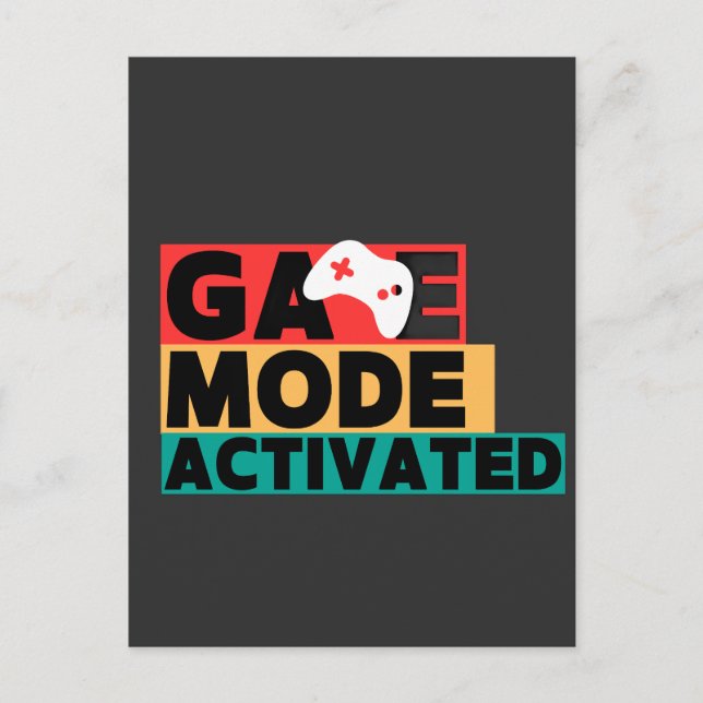 Game Mode Activated Gamer Controller Art Postcard (Front)