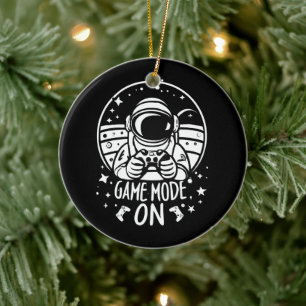 Game mode astronaut ceramic ornament