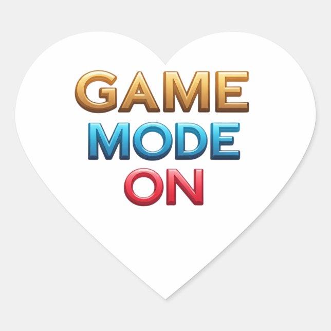 Game Mode On  Heart Sticker (Front)