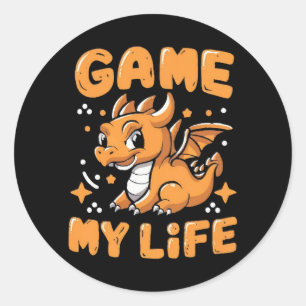 Game my life classic round sticker