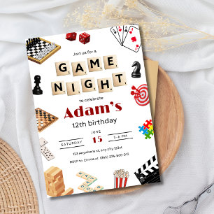 Game Night Birthday Editable Board Games Kids Invitation